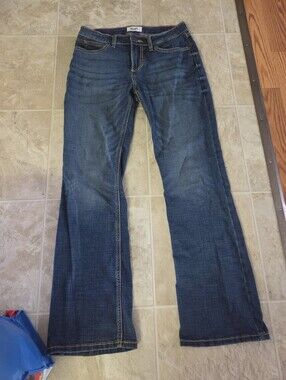 Wrangler Retro Dark Blue Boot Cut Jeans with Pink Trim